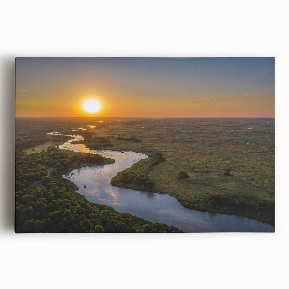 Black and white large art print of Nebraska scenery on stretched canvas, ideal for kitchen wall art.