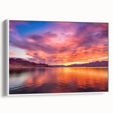 Vintage poster art of Lake Mead, Nevada, featuring colorful art on extra large framed canvas, ideal for living room decor.