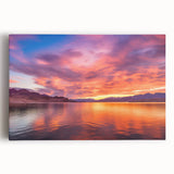 Black and white photo of Lake Mead on stretched canvas, ideal for kitchen wall art.