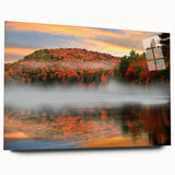 Acrylic print of a serene New Hampshire landscape in muted green and blue tones, ideal for bedroom or dining room art.