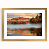 Extra large abstract art print of a textured New Hampshire scenery in a gold frame, ideal for living room decor.