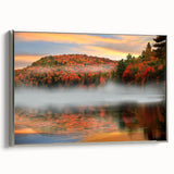 Framed canvas of a New Hampshire landscape in muted earth tones, ideal for living room decor.