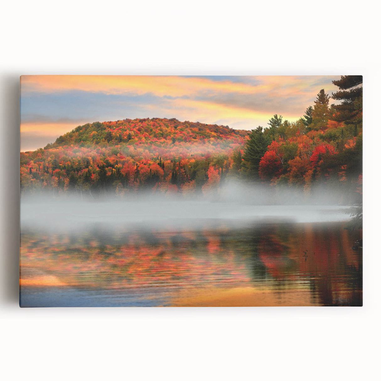 Black and white photograph of New Hampshire scenery on large stretched canvas, suitable for kitchen wall art.