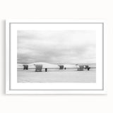 Abstract art print of White Sands in New Mexico, featuring soft blue and white tones on a framed canvas.