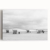 Black and white photograph of White Sands, New Mexico on stretched canvas, suitable as large kitchen wall art.