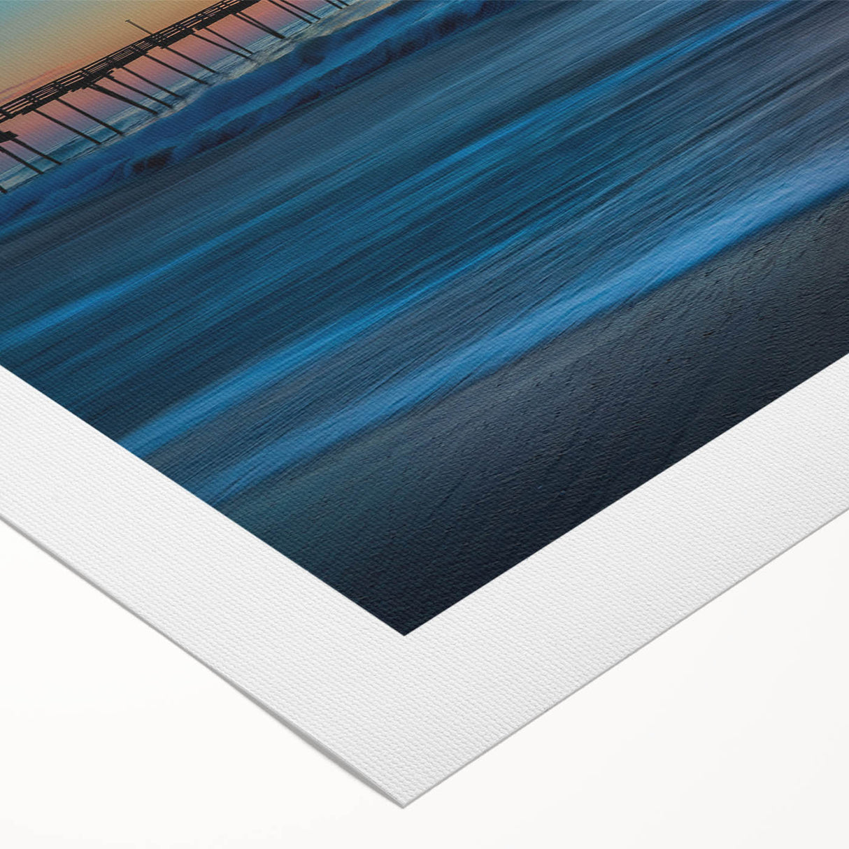 Art deco poster of Cape Hatteras, featuring muted blue and beige tones on rolled canvas, suitable for dining room decor.