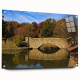 Acrylic print of Charlotte, North Carolina skyline in muted blue and gray tones, suitable for bedroom or dining room decor.
