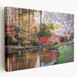 Large art print of Durham, North Carolina skyline in muted earth tones on stretched canvas, ideal for kitchen wall art.