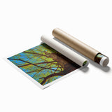 Extra large rolled print of Raleigh, North Carolina scenery with vibrant floral elements, ideal for classy bathroom wall art.