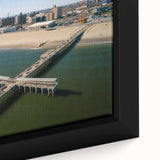 Extra large framed canvas depicting Coney Island with textured, colorful art on a black background.