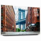 Acrylic print of a large abstract depiction of Long Island, NY in muted blues and greens.