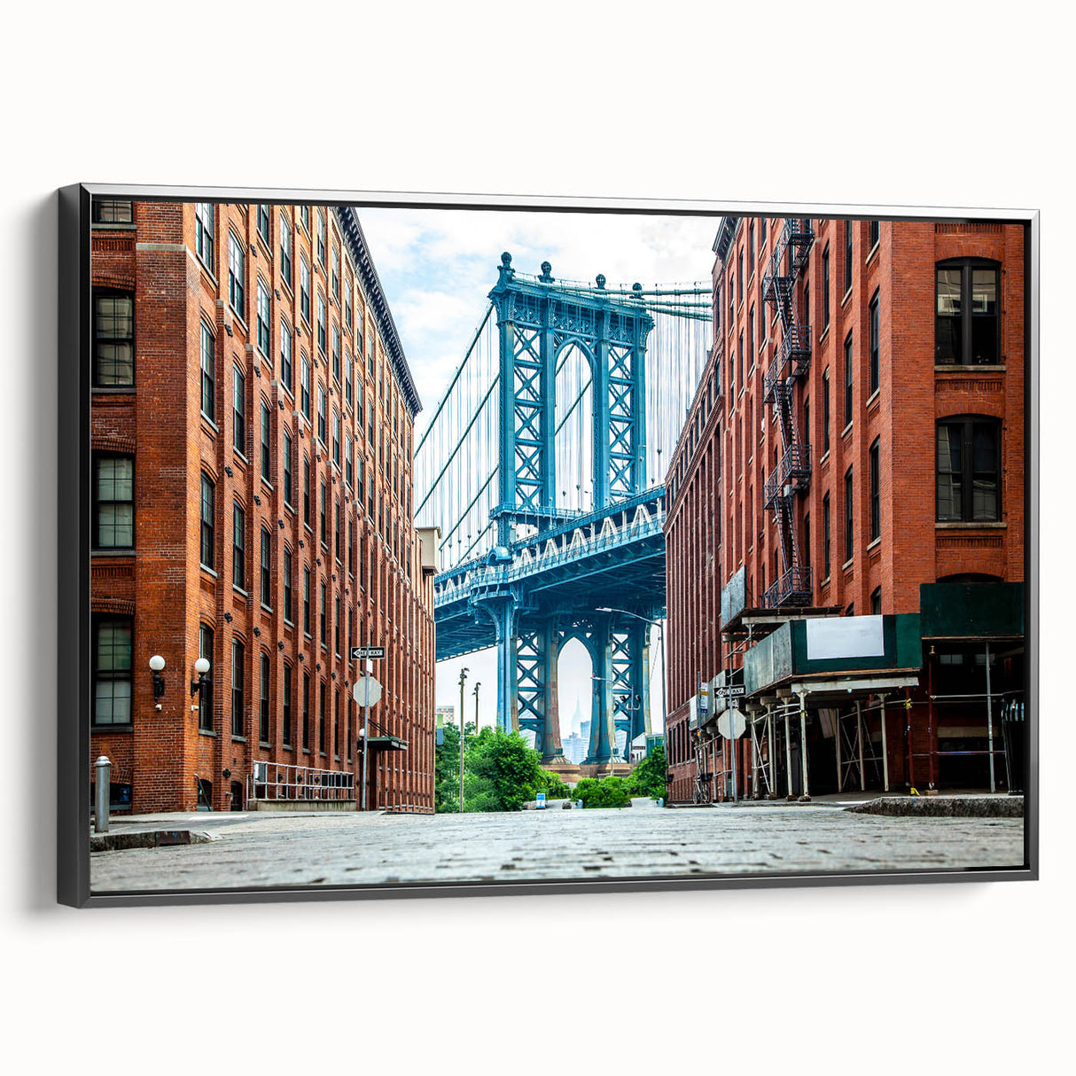 Black and white framed canvas of Long Island landscape, ideal for bedroom wall art with a vintage poster style.
