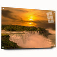 Acrylic print of Niagara Falls in muted blue and gray tones, ideal for dining room decor.