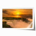 Niagara Falls landscape on a rolled canvas print featuring vibrant blue and green tones, suitable for dining room wall art.