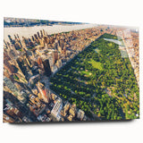 Acrylic print of Central Park with vibrant green and blue tones, suitable for bedroom or dining room decor.