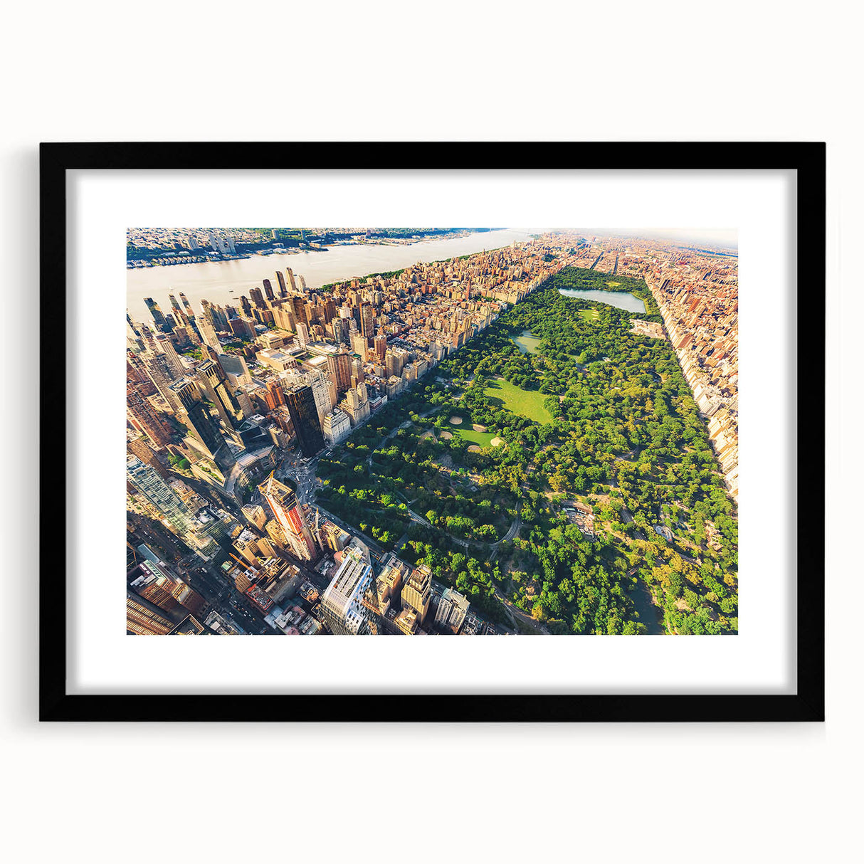 Extra large canvas print of abstract Central Park scenery in colorful, textured style, ideal for living room decor.