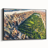 Black and white framed canvas of Central Park landscape, ideal for bedroom wall decor.