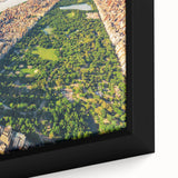 Extra large framed canvas of Central Park with textured black and colorful art, ideal for living room decor.