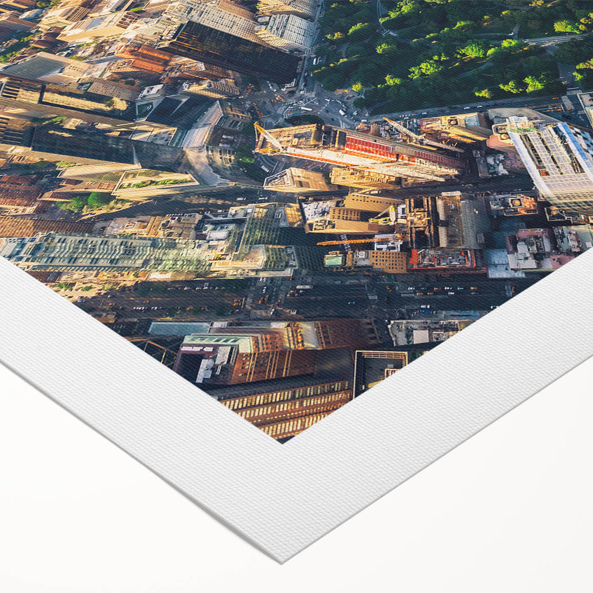 Art deco poster of Central Park with soft green and beige tones on rolled canvas, suitable for dining room wall art.