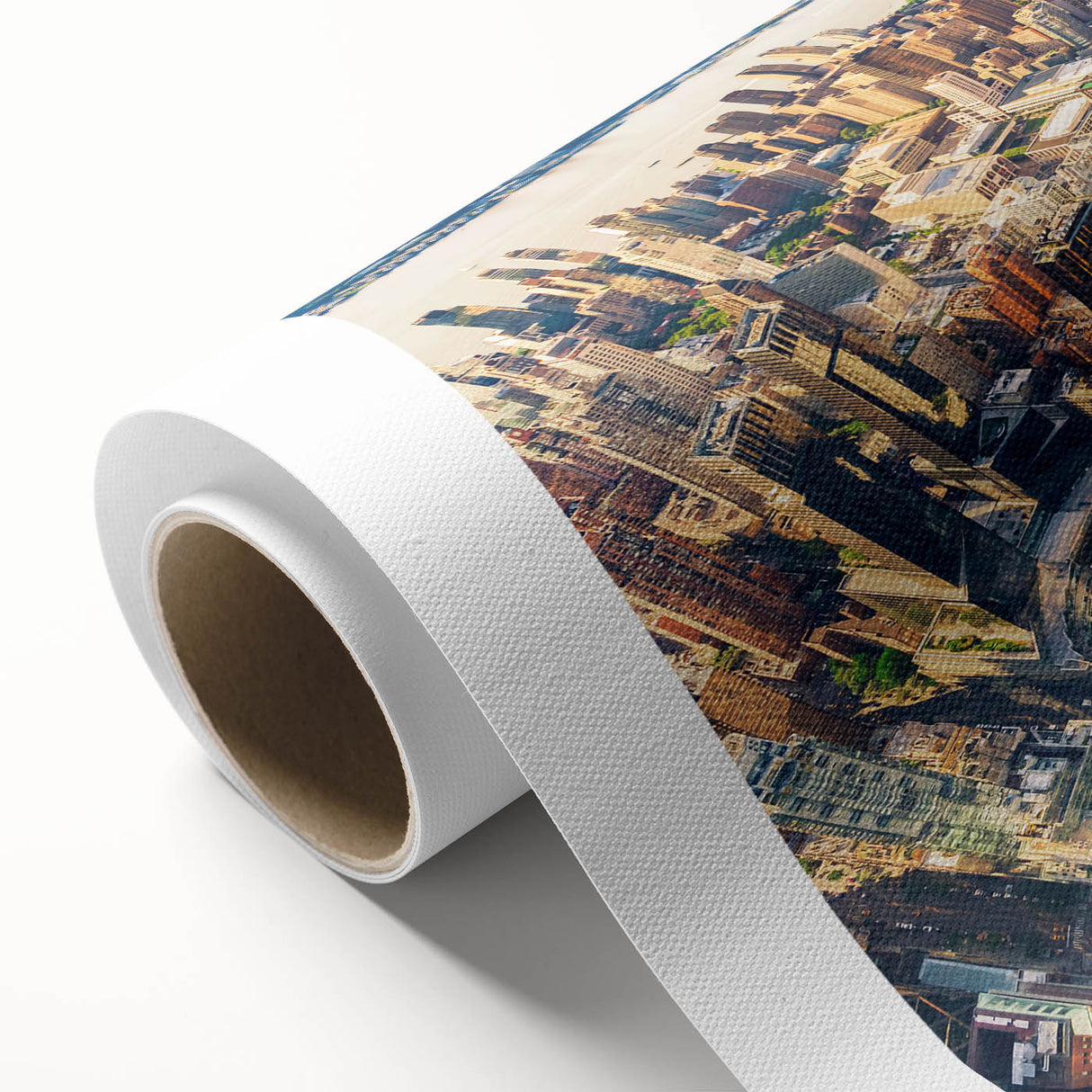 Art Deco style poster of Central Park on a rolled canvas, featuring muted green and beige tones, ideal for nursery wall art.
