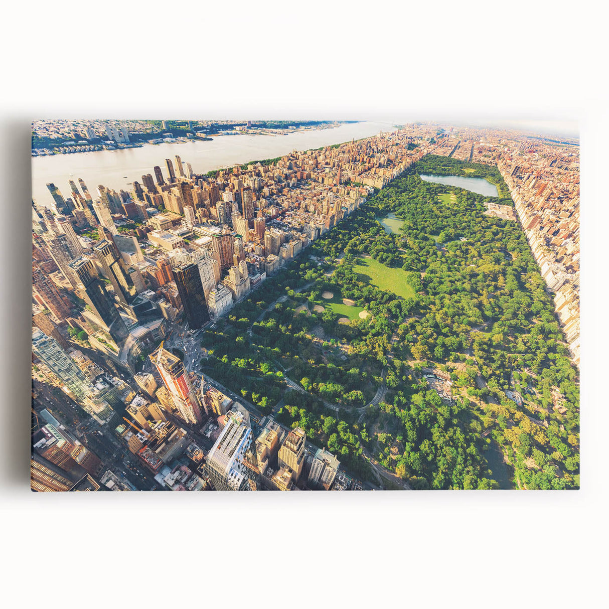 Black and white photograph of Central Park on a large stretched canvas, ideal for kitchen wall art.