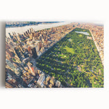 Black and white photograph of Central Park on a large stretched canvas, ideal for kitchen wall art.