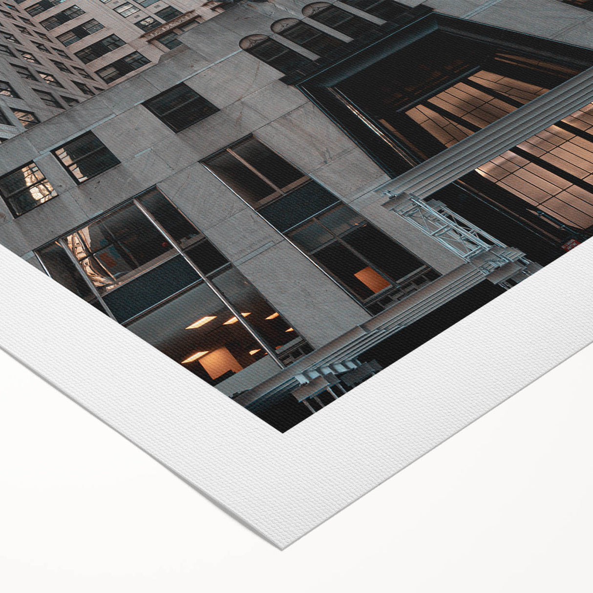Art deco poster of the Chrysler Building in monochrome tones on rolled canvas, suitable for dining room wall art.
