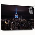Acrylic print of a large abstract depiction of the NYC skyline in muted gray tones.