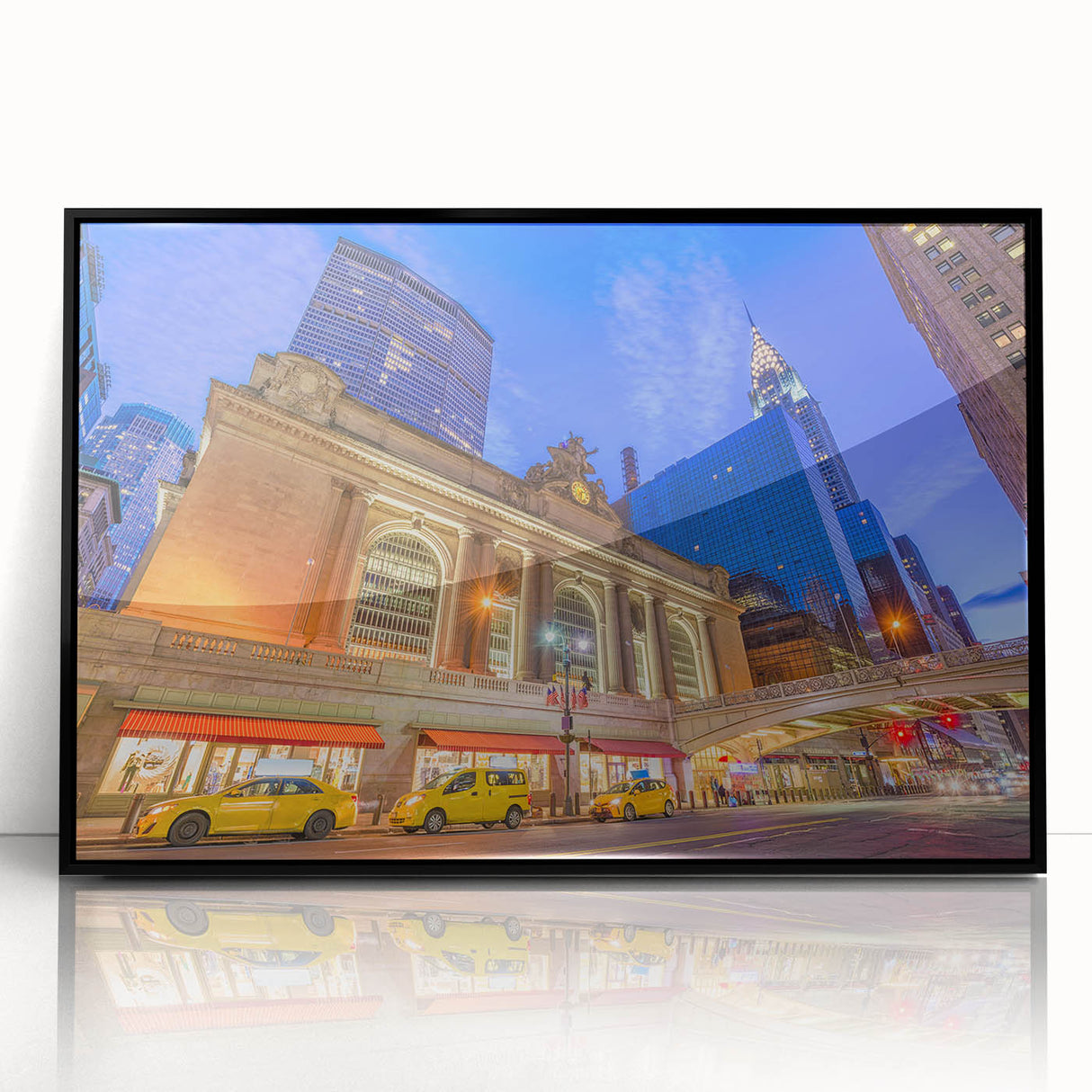 Large abstract wall art of NYC's Grand Central in muted gray tones, acrylic print in black frame, suitable for modern decor.