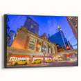 Black and white vintage poster art of NYC Grand Central, printed on framed canvas, ideal for bedroom wall decor.