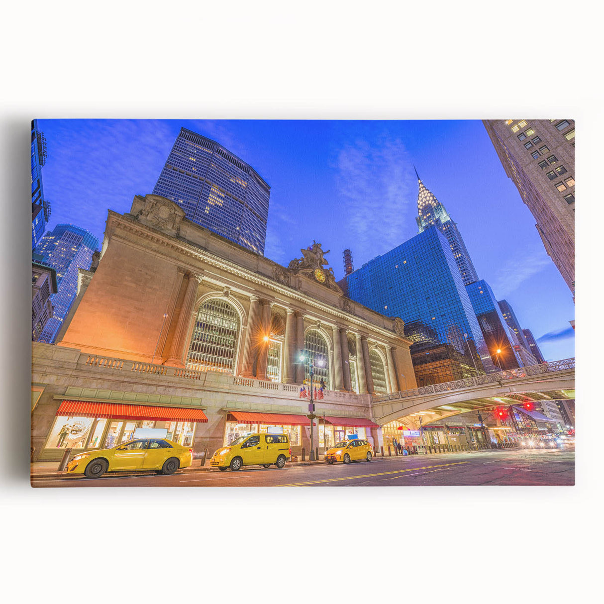 Black and white large art print of New York City's Grand Central Station on stretched canvas, ideal for kitchen wall art.