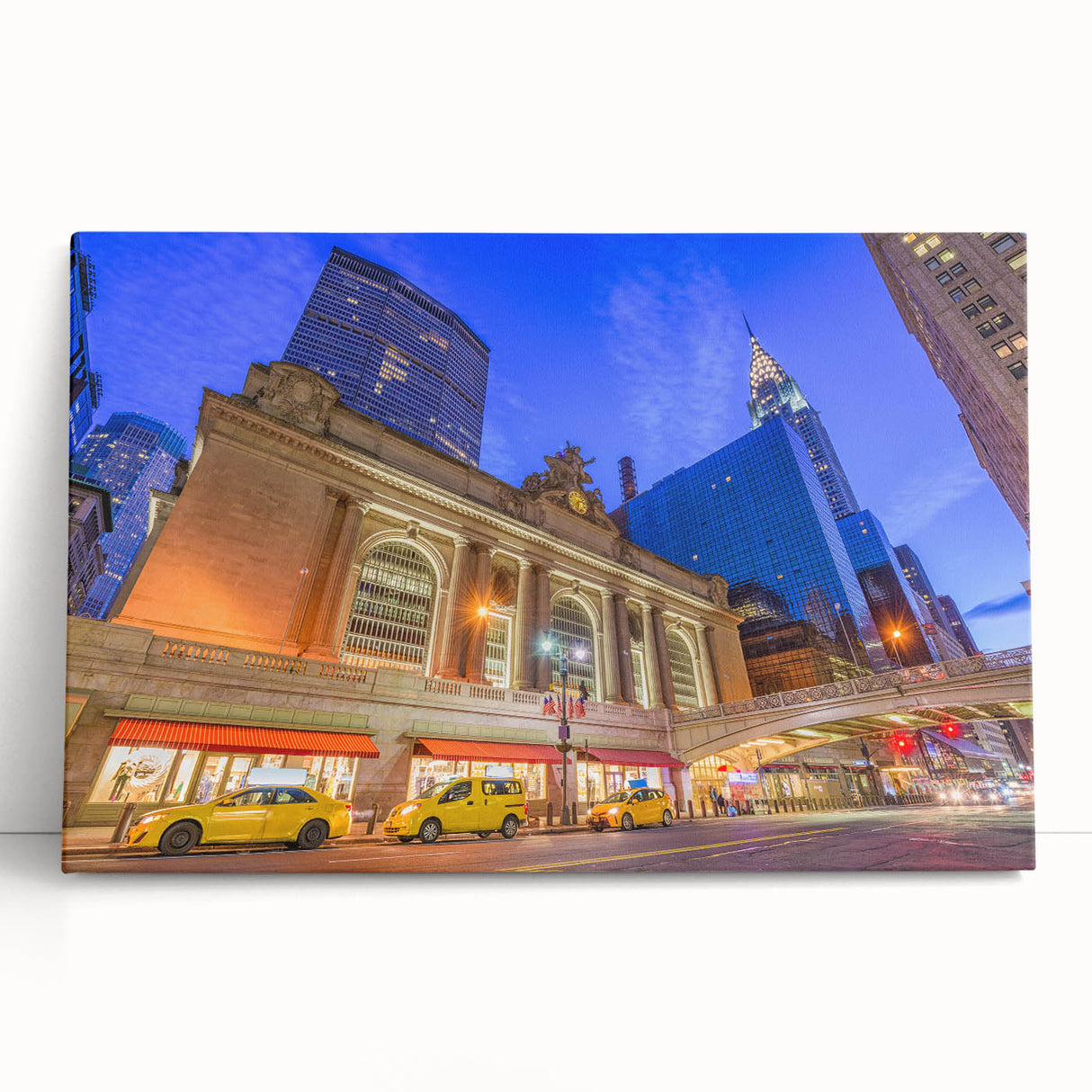 Black and white photograph of Grand Central Station on stretched canvas, suitable for kitchen wall art or bedroom decor.