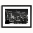 Colorful abstract art print of NYC skyline in vibrant hues on a large textured canvas, ideal for living room decor.