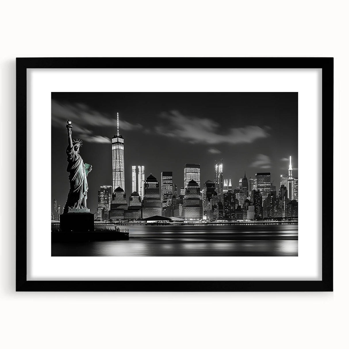 Colorful abstract art print of NYC skyline in vibrant hues on a large textured canvas, ideal for living room decor.