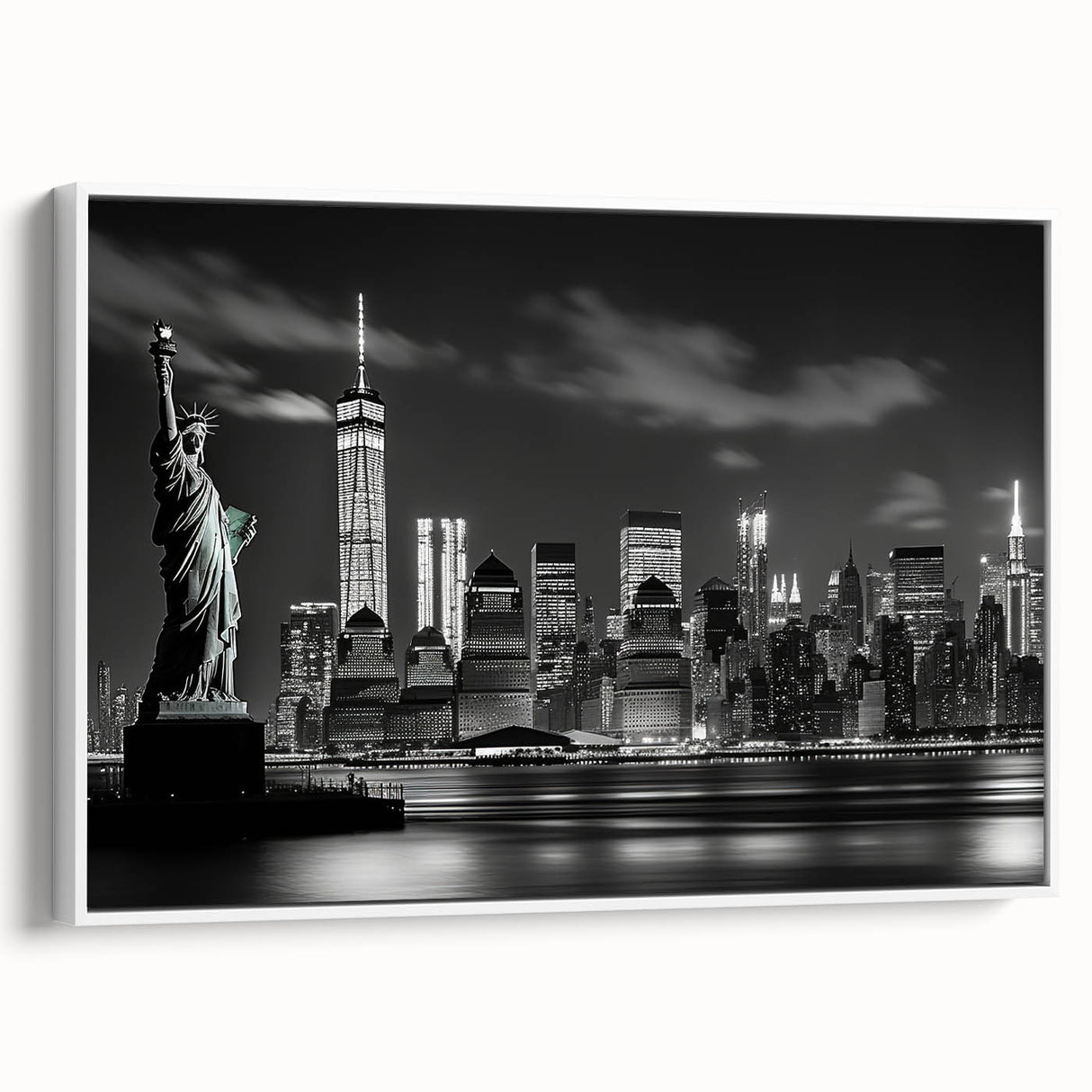 Vintage poster art of NYC Rockefeller view in colorful palette on extra large framed canvas, ideal for living room wall.