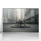 Art deco poster of NYC skyline in monochrome shades on acrylic, ideal for modern art wall decor.