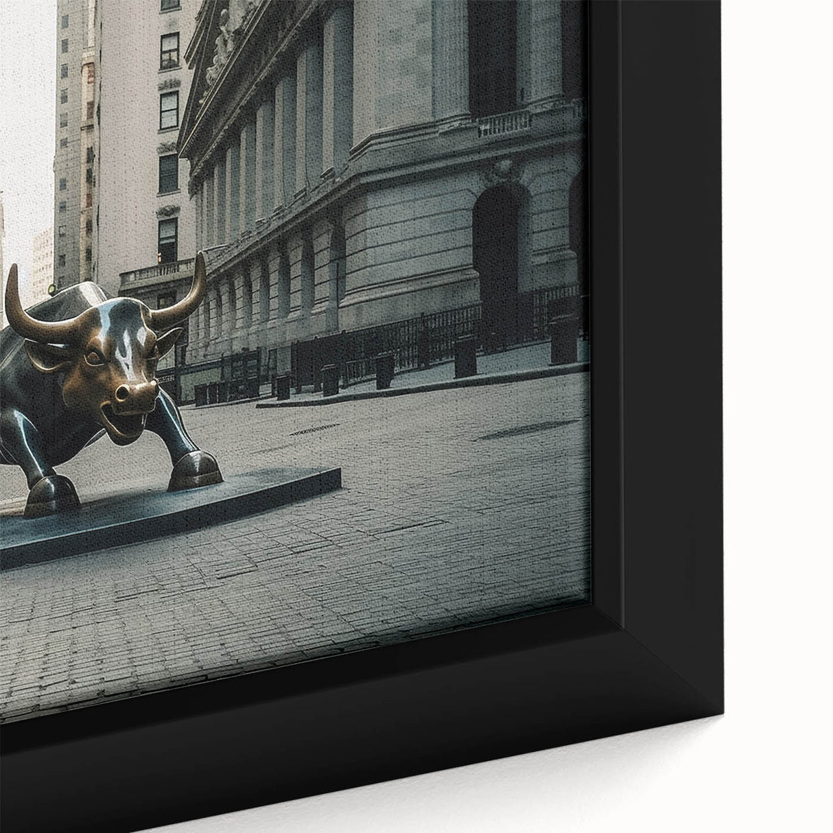 Extra large framed canvas featuring a textured depiction of NYC skyline in black with colorful art accents.