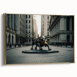 Framed canvas showing a vintage poster art of NYC landscape in black, ideal for bedroom wall art.