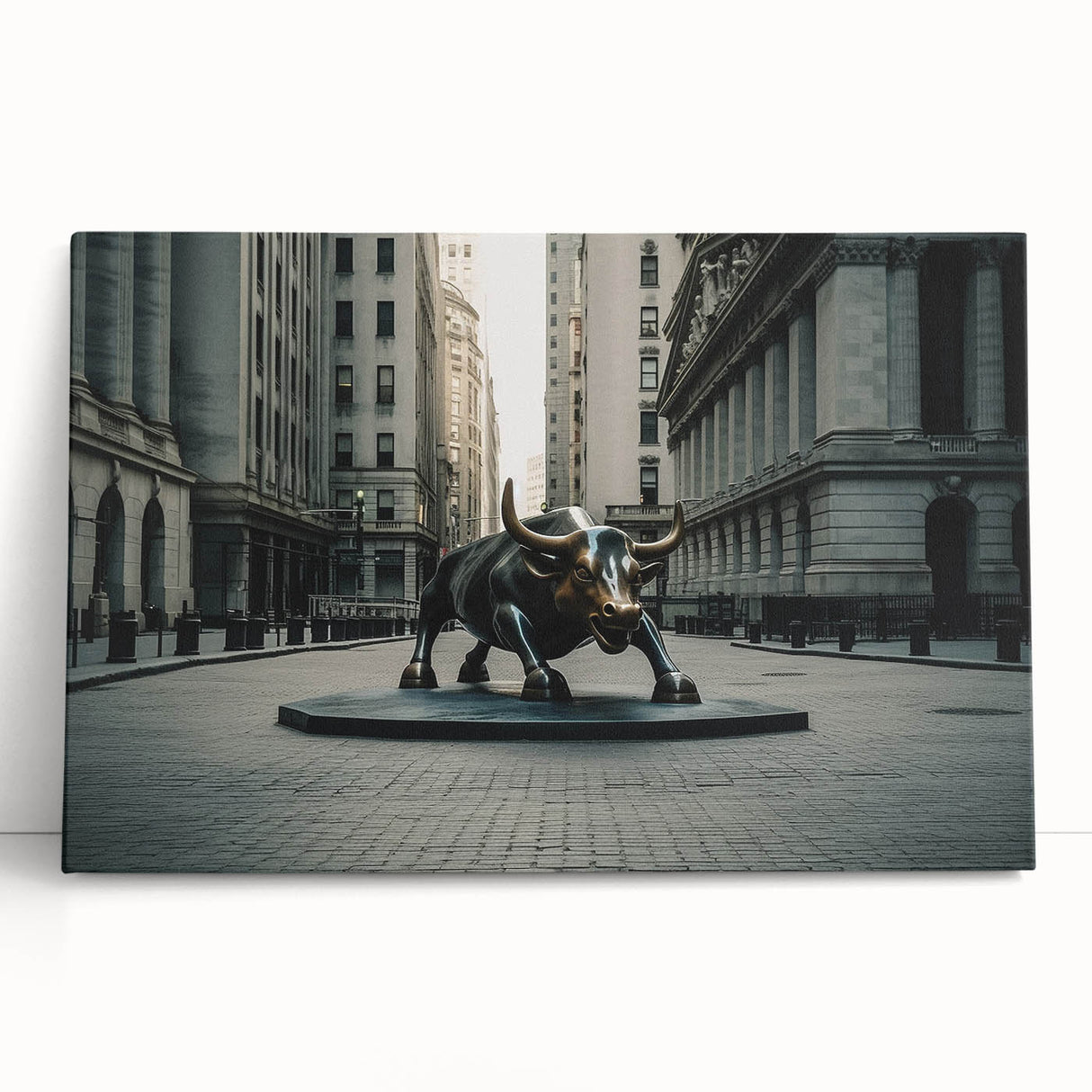 Black and white stretched canvas of New York City skyline, ideal for kitchen wall art or bedroom ambiance.