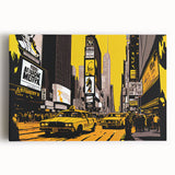 Black and white stretched canvas of Times Square, ideal for kitchen wall art.