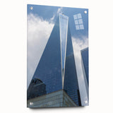 Acrylic print of New York City skyline in muted gray tones, ideal for modern dining room decor.