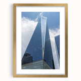 Extra large abstract art print of NYC skyline in textured gold frame, ideal for living room decor.