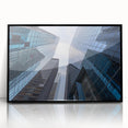 Large abstract wall art depicting the NYC Wall Street scene in muted gray and black tones, framed acrylic.