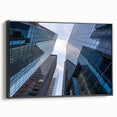 Black and white framed canvas of Wall Street landscape, ideal for bedroom wall art in a vintage poster style.