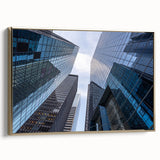 Framed canvas wall art depicting a vintage-style New York City Wall Street scene in black and gold tones.