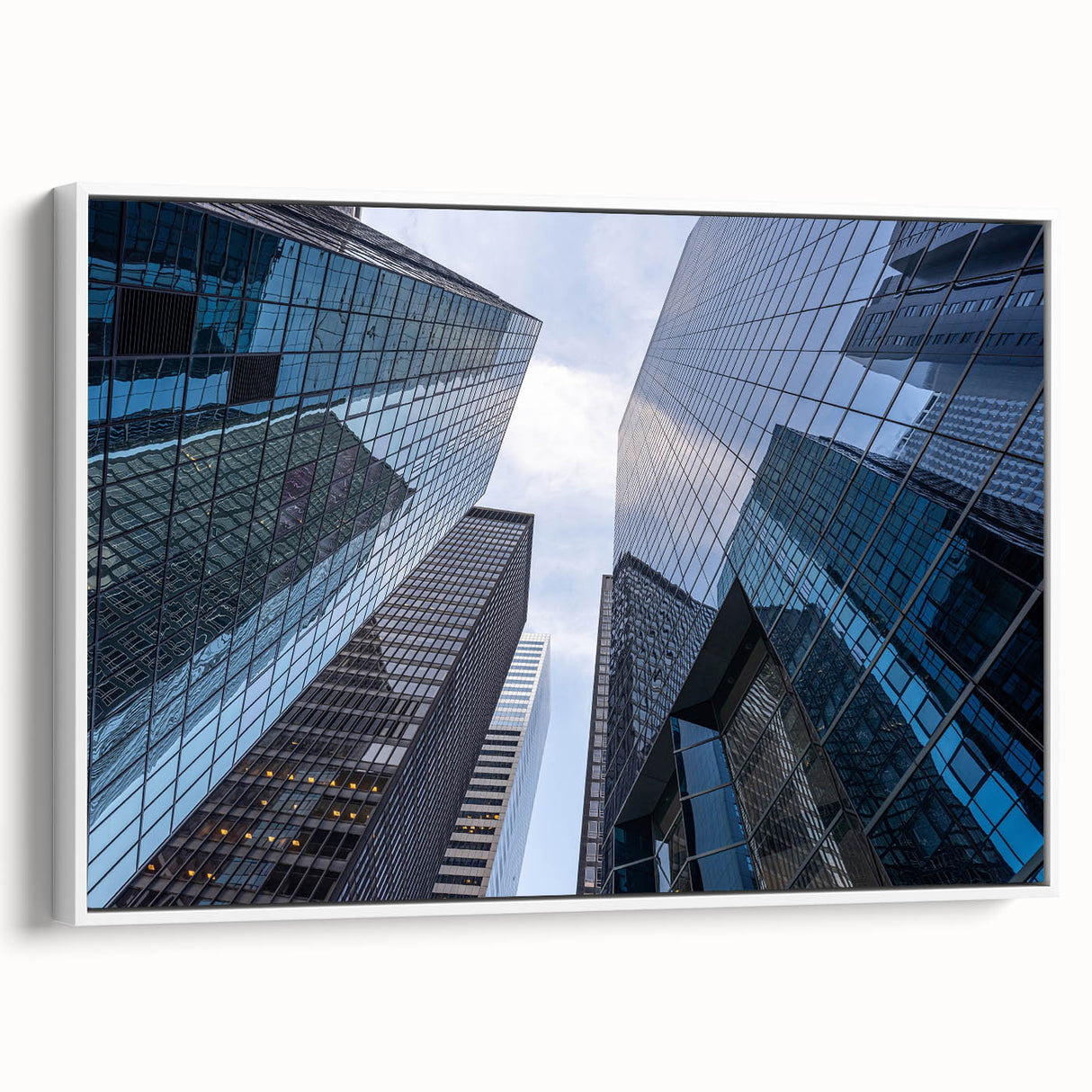 Vintage poster art of NYC Wall Street in colorful tones on extra large framed canvas, suitable for living room decor.