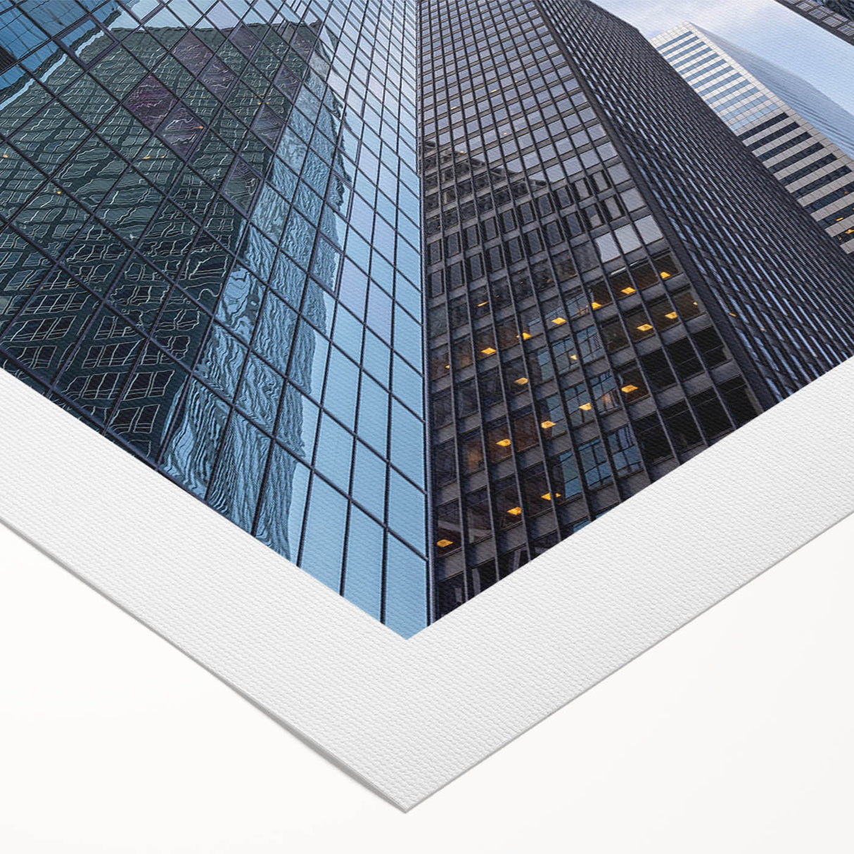 Art deco poster of NYC Wall Street in muted gray and blue tones on rolled canvas, suitable for dining room wall art.