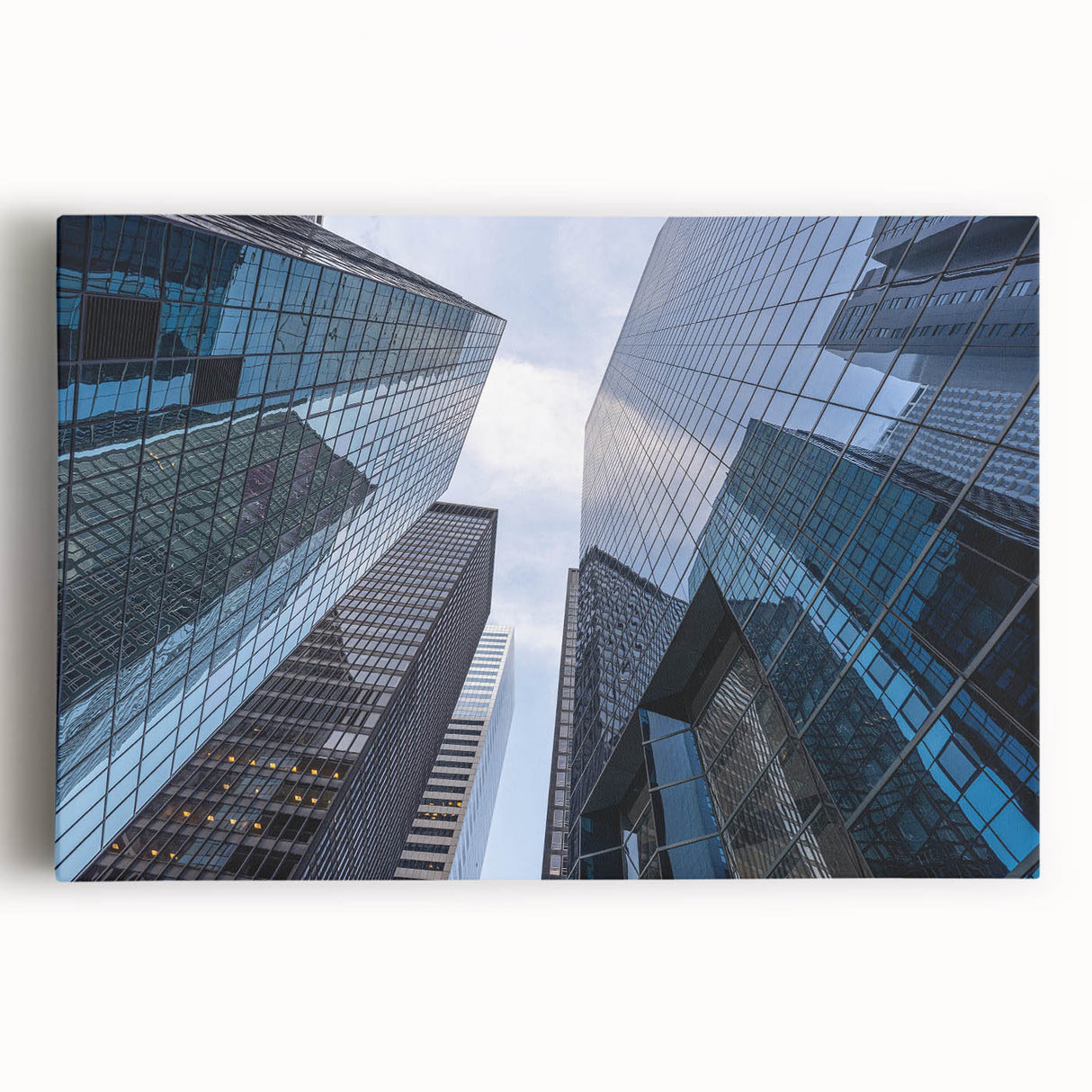 Black and white large art print of Wall Street, ideal for kitchen wall art, on stretched canvas.