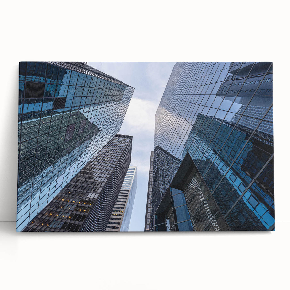 Black and white photo of Wall Street on stretched canvas, suitable as large kitchen wall art.