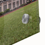Large abstract depiction of NYC skyline on acrylic glass, using mid-century modernist style, ideal for dining room art.
